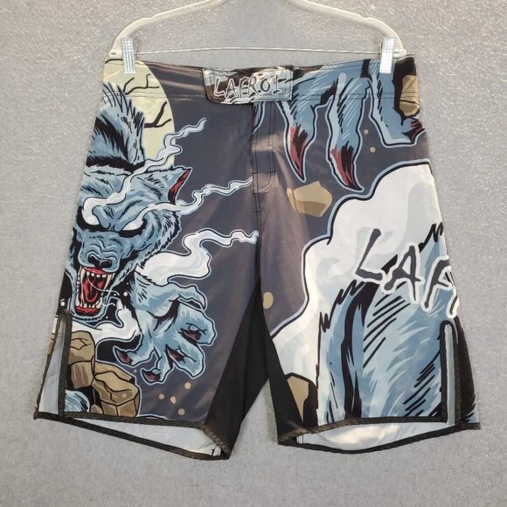 Lafroi Agile Men Swimwear M Gray Board Shorts Warewolf‎ Artwork Graphic